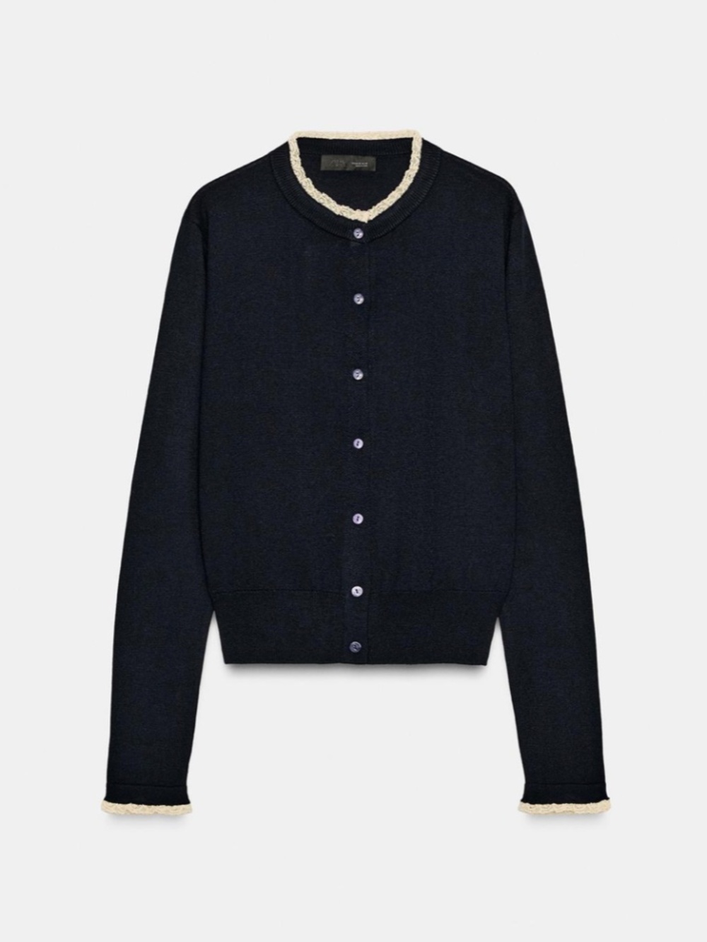 Zara LACE TRIM KNIT CARDIGAN